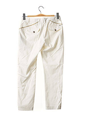 Pantalon 7/8 fermeture zippée sous rabat avec crochet taille basse blanc IKKS femme