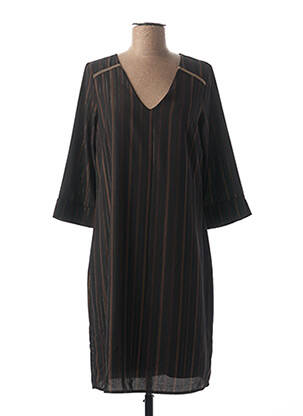 Robe mi-longue manches 3/4 manches 3/4 noir LA FEE MARABOUTEE femme