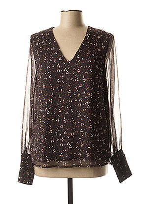 Blouse poignets boutonnés avec fente manches longues noir LA FEE MARABOUTEE femme