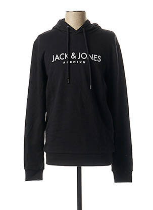 Sweat-shirt à capuche noir JACK & JONES pour homme