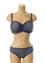 Maillot de bain 2 pièces fermeture clip haut soutien-gorge moulé bleu PANACHE femme