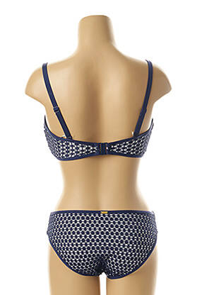 Maillot de bain 2 pièces fermeture clip haut soutien-gorge moulé bleu PANACHE femme