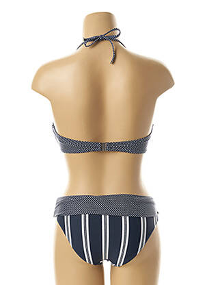 Maillot de bain 2 pièces fermeture clip haut soutien-gorge moulé bleu LES P'TITES BOMBES femme