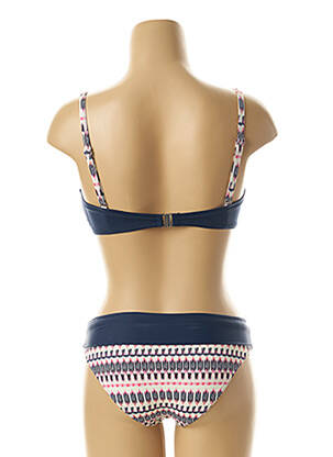 Maillot de bain 2 pièces fermeture clip haut soutien-gorge moulé bleu LES P'TITES BOMBES femme