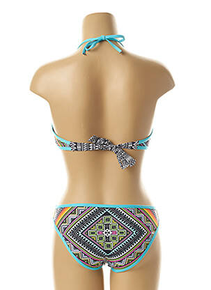 Maillot de bain 2 pièces fermeture liens à nouer haut soutien-gorge push-up bleu LES P'TITES BOMBES femme