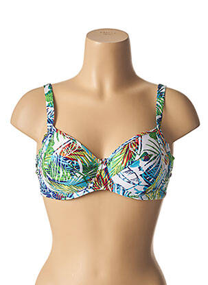 Haut de maillot de bain bretelles élastiquées ajustables vert COCO BLANC femme
