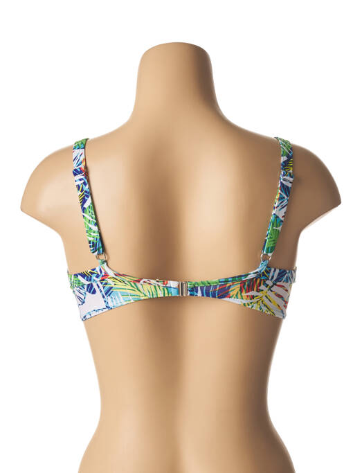 Haut de maillot de bain bretelles élastiquées ajustables vert COCO BLANC femme