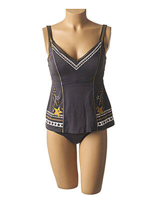 Tankini broderie rivets gris OLYMPIA femme