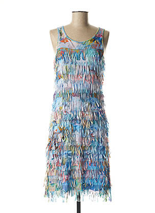 Robe mi-longue imprimé fantaisie sans manche bleu AVENTURES DES TOILES femme