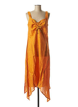 Robe mi-longue orange FILLE DES SABLES pour femme