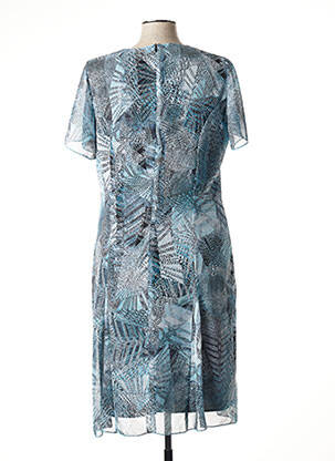 Robe mi-longue imprimé fantaisie manches courtes bleu FRANCE RIVOIRE femme