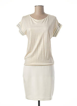 Robe mi-longue manches courtes manches courtes beige LES P'TITES BOMBES femme