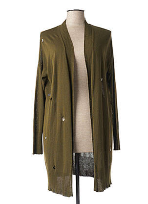 Gilet manches longues col rond vert HUMILITY femme