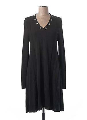 Robe mi-longue manches longues manches longues noir LAUREN VIDAL femme