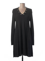 Robe mi-longue manches longues manches longues noir LAUREN VIDAL femme