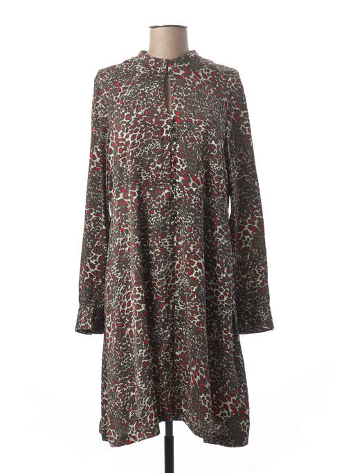Robe mi-longue manches longues manches longues vert LAUREN VIDAL femme