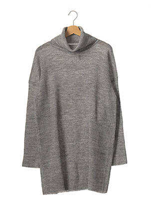 Pull tunique tissage chiné manches longues gris L'ACADEMIE femme
