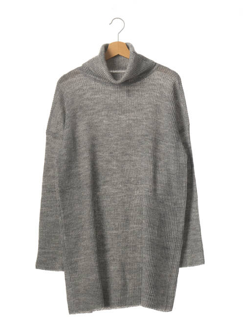 Pull tunique col roulé manches longues gris L'ACADEMIE femme