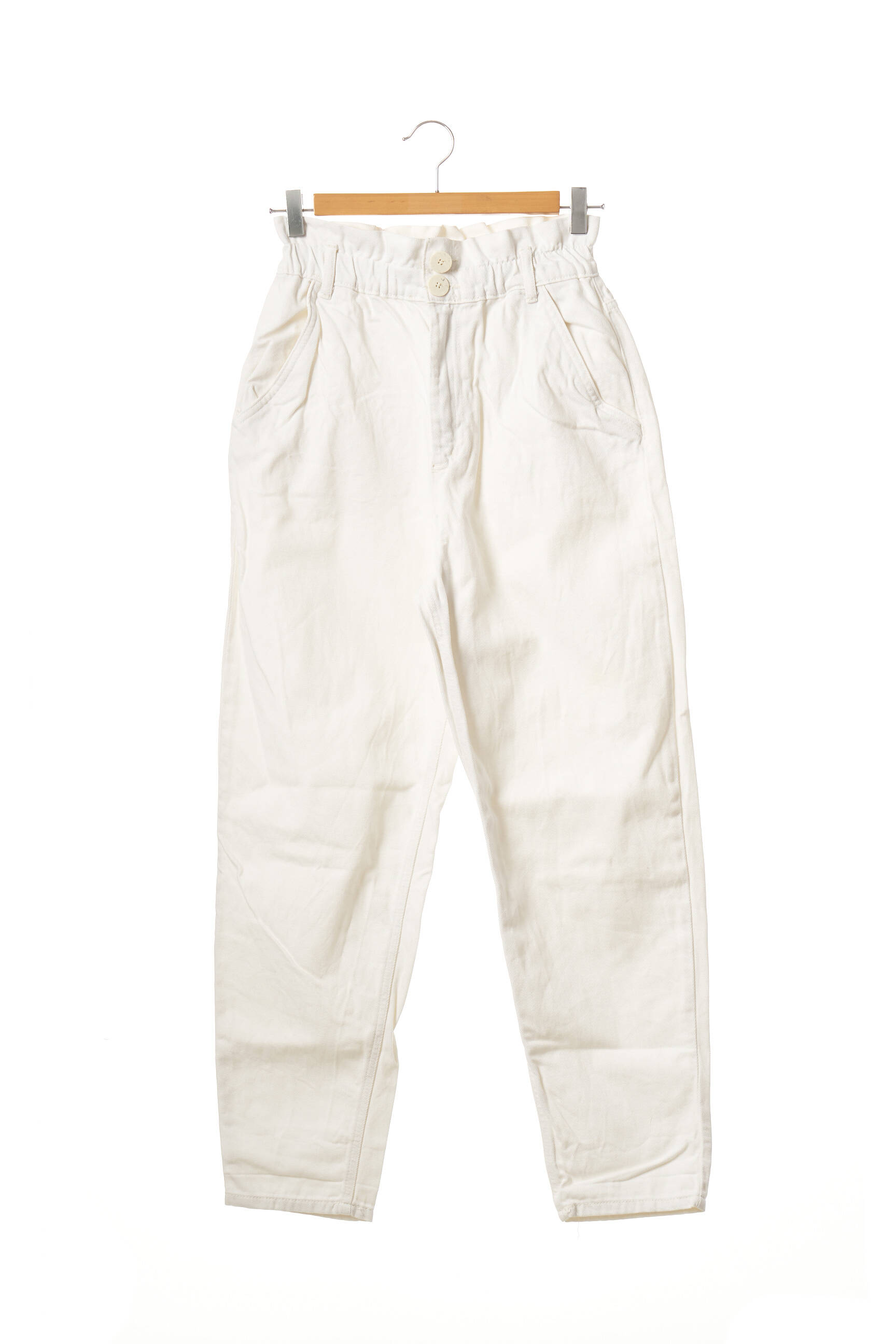 ZARA Pantalon 7/8 de couleur blanc en soldes pas cher 1804298-blanc0 - Modz
