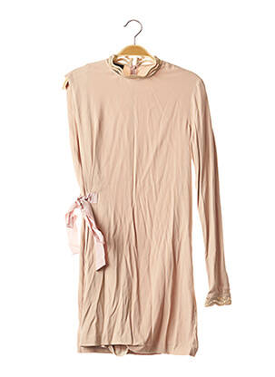 Robe courte fermeture zippée au dos manches longues rose PINKO femme