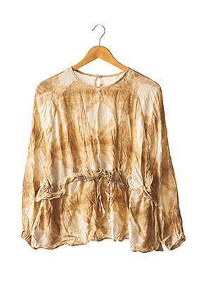 Blouse col rond manches longues beige CAFE NOIR femme