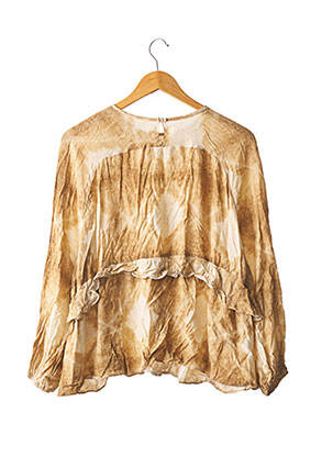 Blouse col rond manches longues beige CAFE NOIR femme