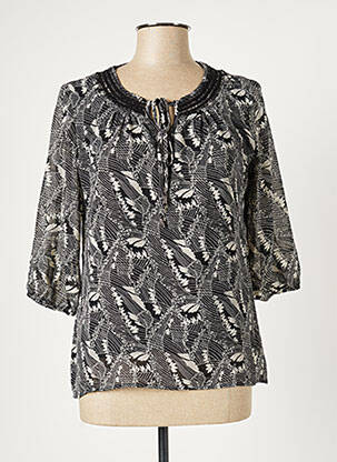 Blouse imprimé fantaisie manches 3/4 noir S.QUISE femme