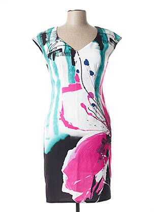 Robe courte fermeture zippée au dos manches courtes blanc EDAS femme