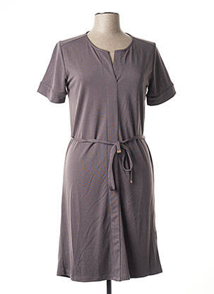 Robe mi-longue manches courtes manches courtes gris SIGNATURE femme