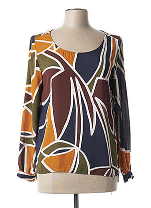 Blouse imprimé fantaisie manches longues bleu EDAS femme