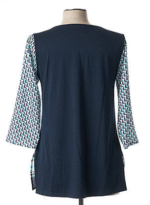 Blouse imprimé fantaisie manches 3/4 bleu DIANE LAURY femme