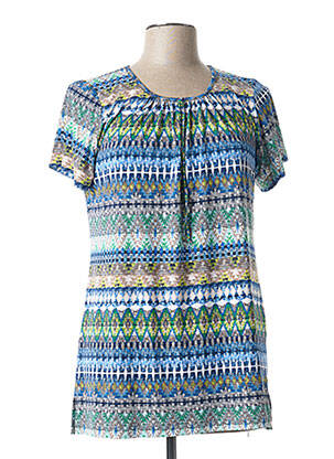 Top imprimé fantaisie manches courtes bleu GRIFFON femme