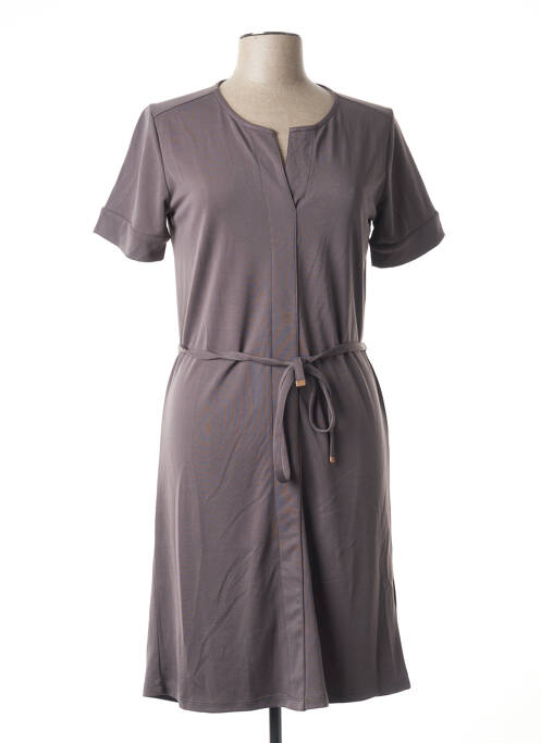Robe mi-longue manches courtes manches courtes gris SIGNATURE femme