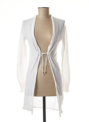 Gilet manches longues col châle blanc DIXIT femme