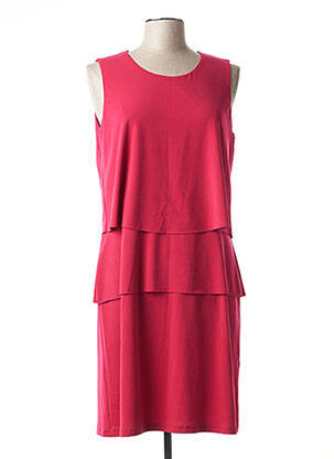 Robe mi-longue tissage crêpe sans manche rouge FRANCE RIVOIRE femme