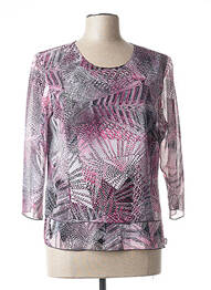Top imprimé fantaisie manches 3/4 rose GEVANA femme