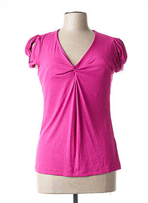 T-shirt sérigraphie avec strass manches courtes rose EVALINKA femme