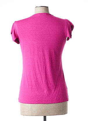 T-shirt sérigraphie avec strass manches courtes rose EVALINKA femme