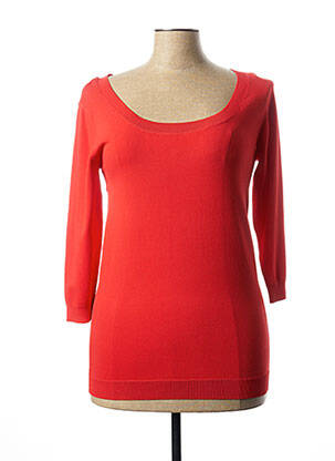 Pull finition bords-côtes manches 3/4 rouge FRACOMINA femme