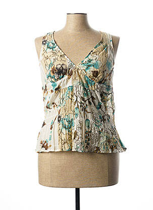 Top coupe cintrée sans manche beige JOCAVI femme