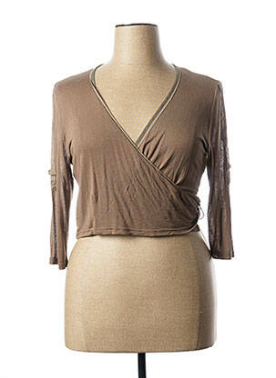 Gilet cache-cœur stretch marron FRED SABATIER femme