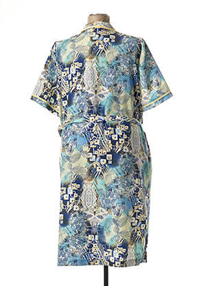 Robe mi-longue imprimé fantaisie manches courtes bleu FRANCE RIVOIRE femme