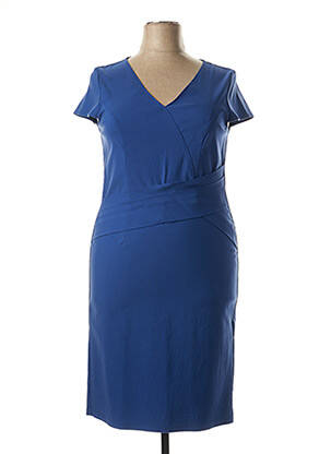 Robe mi-longue fermeture zippée au dos manches courtes bleu BETTY BARCLAY femme