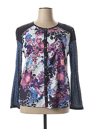 Gilet manches longues col rond bleu MAE MAHE femme