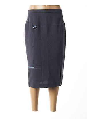 Jupe mi-longue coupe droite bleu PAUPORTÉ femme