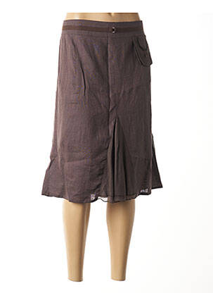 Jupe mi-longue coupe droite évasée sur le bas marron COCO MENTHE femme
