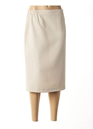 Jupe mi-longue coupe droite beige FRANCE RIVOIRE femme