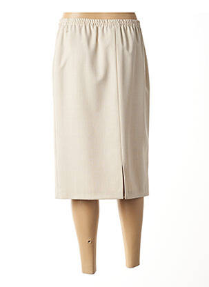 Jupe mi-longue coupe droite beige FRANCE RIVOIRE femme