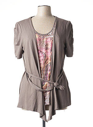 Top imprimé fantaisie manches courtes marron CONCEPT K femme