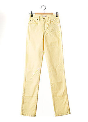 Pantalon slim tissage popeline taille normale jaune CRN-F3 femme